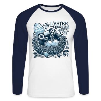 Oster Eierjäger Gaming Controller Nest - Unisex Baseballshirt langarm - Weiß/Navy - Vorne - Nik (191cm)