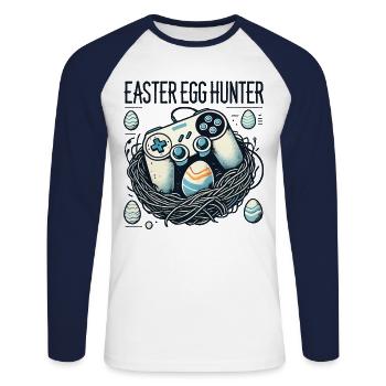 Easter Egg Hunt Gamer Gaming Adventure - Unisex Long Sleeve Baseball T-Shirt - white/navy - Front - Nik (191cm)