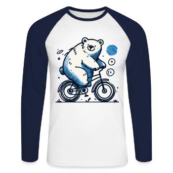 Bicycle Bear Illustration for Bicycle Lovers - Unisex Long Sleeve Baseball T-Shirt - white/navy - Front - Nik (191cm)