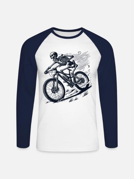 VTT Vélo Skeleton Adventure Retro - T-shirt baseball manches longues Homme - blanc/marine