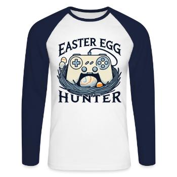 Easter Egg Jäger Gaming Controller Kunst - Unisex Baseballshirt langarm - Weiß/Navy - Vorne - Nik (191cm)