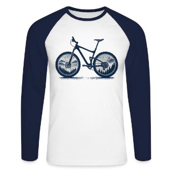 Cycling Adventure Mountains Nature Cycling - Unisex Long Sleeve Baseball T-Shirt - white/navy - Front - Nik (191cm)