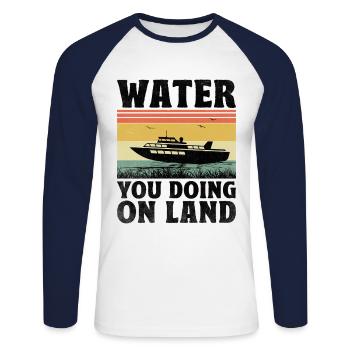 Eau que vous faites sur terre Pédalo - T-shirt baseball manches longues Homme - blanc/marine - Devant - Nik (191cm)
