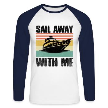 Sail Away With Me Paddle Boat - Unisex Long Sleeve Baseball T-Shirt - white/navy - Front - Nik (191cm)