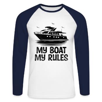 Mein Boot Meine Regeln Tretboot - Unisex Baseballshirt langarm - Weiß/Navy - Vorne - Nik (191cm)
