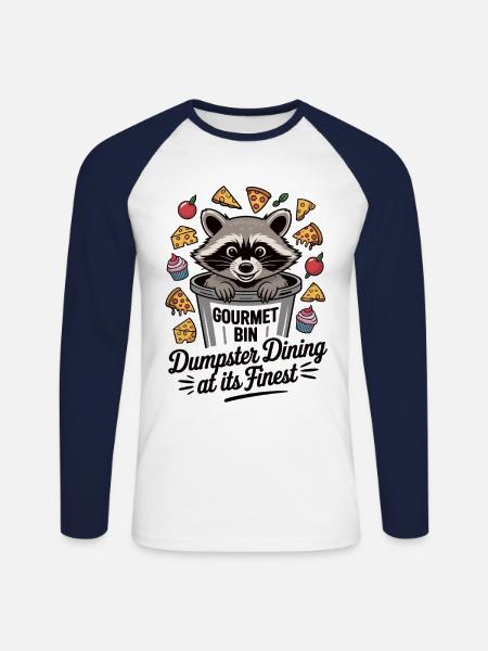 Gourmet Waschbär - Unisex Baseballshirt langarm - Weiß/Navy