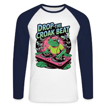 DJ frog on the croak beat - Unisex Long Sleeve Baseball T-Shirt - white/navy - Front - Nik (191cm)