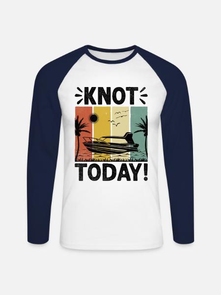 Knot Today Paddle Boat - Unisex Long Sleeve Baseball T-Shirt - white/navy