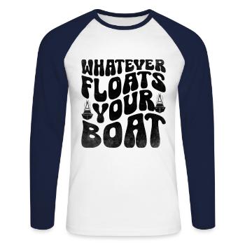 Was auch immer schwimmt, Ihr Boot Paddelboot - Unisex Baseballshirt langarm - Weiß/Navy - Vorne - Nik (191cm)