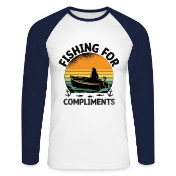 Pédalo Fishing For Compliments - T-shirt baseball manches longues Homme - blanc/marine - Devant - Nik (191cm)
