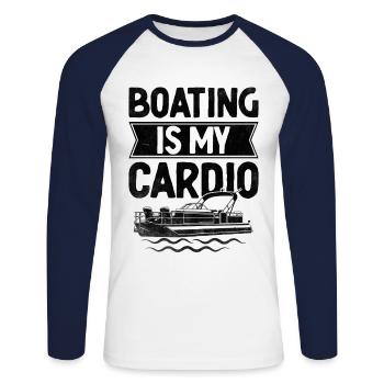 Bootfahren ist mein Cardio-Paddelboot - Unisex Baseballshirt langarm - Weiß/Navy - Vorne - Nik (191cm)