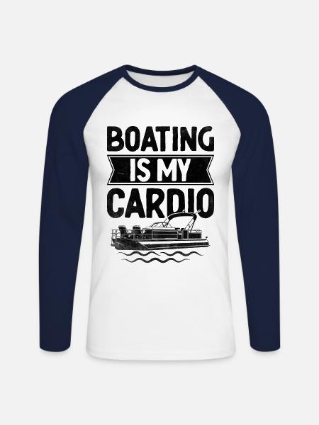 Bootfahren ist mein Cardio-Paddelboot - Unisex Baseballshirt langarm - Weiß/Navy