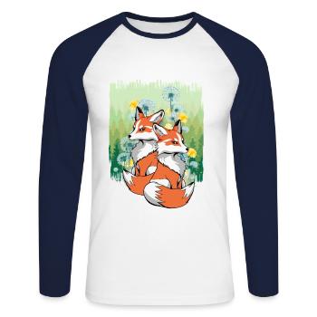 Fox Foxes Children Child Nature Forest Animals - Unisex Long Sleeve Baseball T-Shirt - white/navy - Front - Nik (191cm)