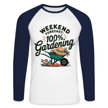 Pure garden love – weekend style - Unisex Long Sleeve Baseball T-Shirt - white/navy - Front - Nik (191cm)