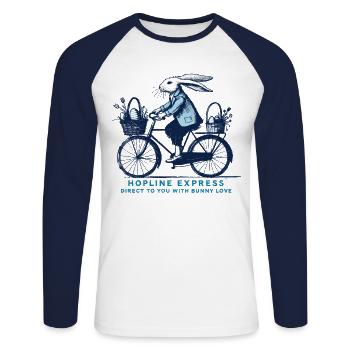 Easter Hopline Express Bunny Love - T-shirt baseball manches longues Homme - blanc/marine - Devant - Nik (191cm)