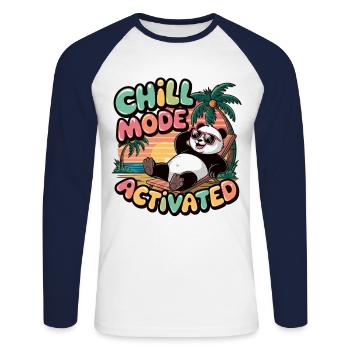 Entspannter Panda mit Sonnenbrille - Unisex Baseballshirt langarm - Weiß/Navy - Vorne - Nik (191cm)