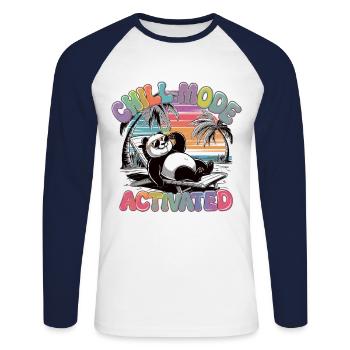 Chilling Panda in Vacation Mode - Unisex Long Sleeve Baseball T-Shirt - white/navy - Front - Nik (191cm)