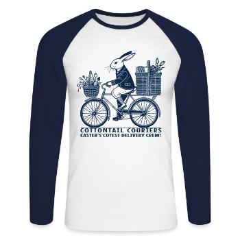 Easter Cottontail Couriers Retro Aesthetic - Unisex Long Sleeve Baseball T-Shirt - white/navy - Front - Nik (191cm)