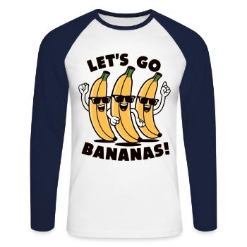 Tanzende Bananen mit Sonnenbrille - Unisex Baseballshirt langarm - Weiß/Navy - Vorne - Nik (191cm)