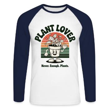 Plant Friend – Funny Flower Pot Shirt - Unisex Long Sleeve Baseball T-Shirt - white/navy - Front - Nik (191cm)