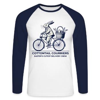 Esthétique de l’équipage de vélo Retro Vintage Bunny de Pâques - T-shirt baseball manches longues Homme - blanc/marine - Devant - Nik (191cm)