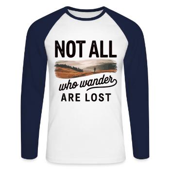 Adventure Calls – T-shirt de randonnée - T-shirt baseball manches longues Homme - blanc/marine - Devant - Nik (191cm)