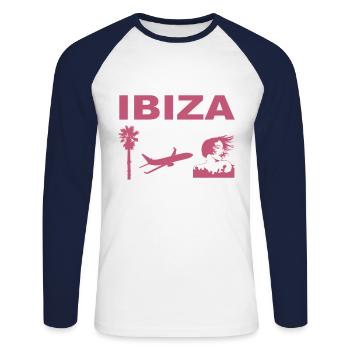 Ibiza Vibes - Unisex Baseballshirt langarm - Weiß/Navy - Vorne - Nik (191cm)