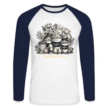 Easter Coffee Love Easter Bunny Happy Easter - Unisex Long Sleeve Baseball T-Shirt - white/navy - Front - Nik (191cm)