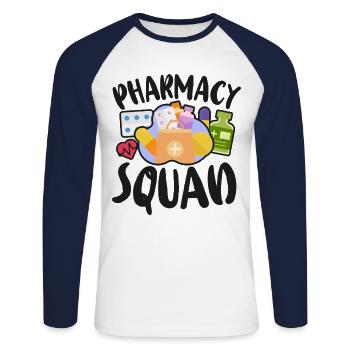 Pharmacy Tech Technician - Unisex Long Sleeve Baseball T-Shirt - white/navy - Front - Nik (191cm)