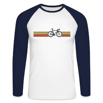 Father's Day Vintage Bicycle Cyclist - Unisex Long Sleeve Baseball T-Shirt - white/navy - Front - Nik (191cm)