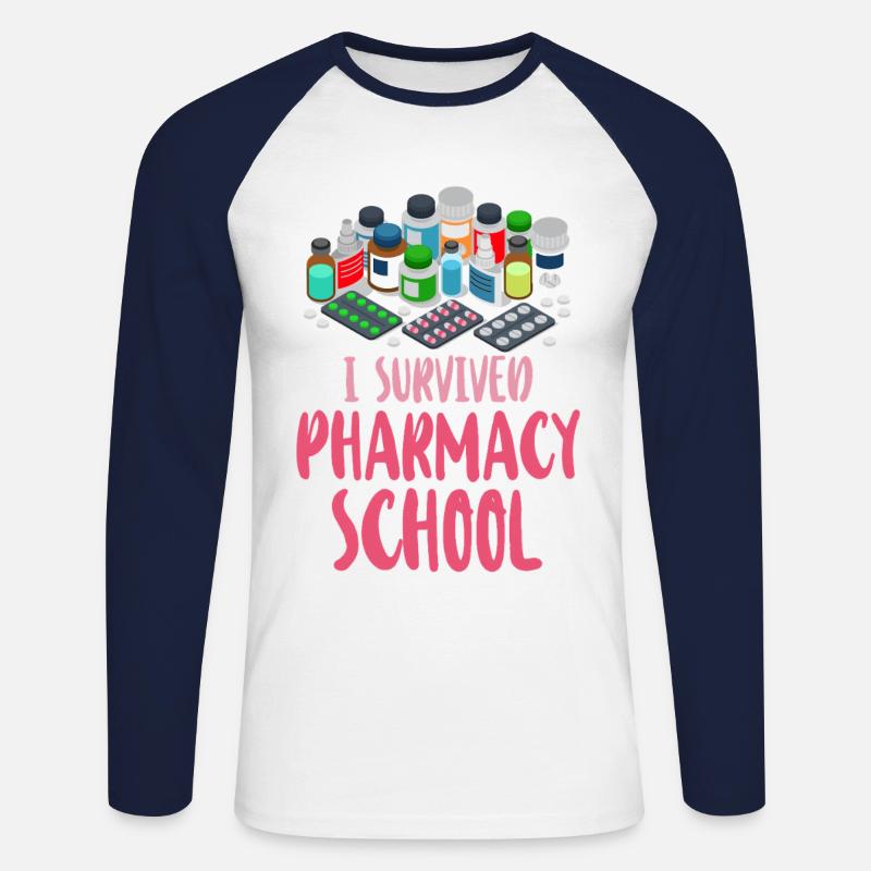 Pharmacy Tech Technician - Unisex Baseballshirt langarm - Weiß/Navy
