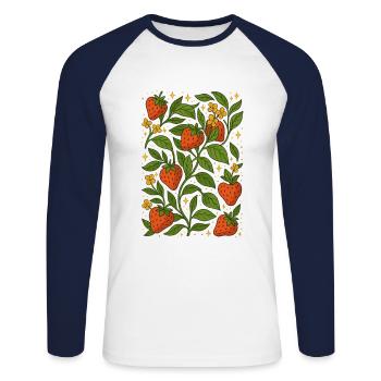 Erdbeerliebe Sommer - Unisex Baseballshirt langarm - Weiß/Navy - Vorne - Nik (191cm)