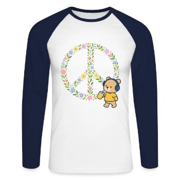 Peace Flowers Blossoms - Unisex Long Sleeve Baseball T-Shirt - white/navy - Front - Nik (191cm)