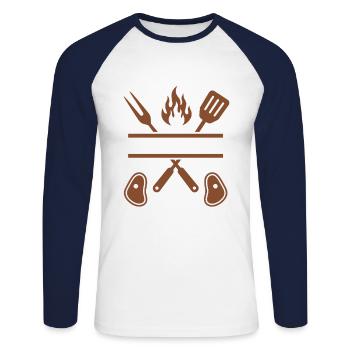 Barbecuing is a man's thing - Unisex Long Sleeve Baseball T-Shirt - white/navy - Front - Nik (191cm)