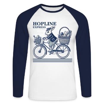 Easter Hopline Express Retro Aesthetic - Unisex Long Sleeve Baseball T-Shirt - white/navy - Front - Nik (191cm)