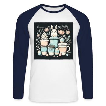 Easter Coffee Mugs Coffee Lover Coffee Design - Unisex Long Sleeve Baseball T-Shirt - white/navy - Front - Nik (191cm)