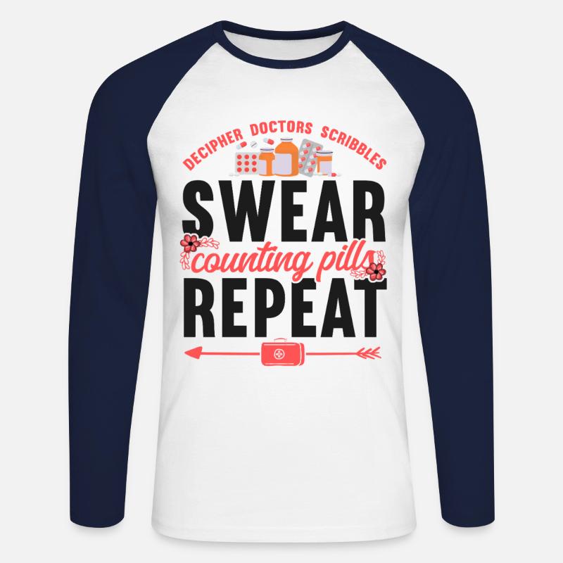 Pharmacy Tech Technician - Unisex Long Sleeve Baseball T-Shirt - white/navy