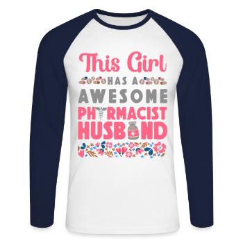 Pharmacy Tech Technician - Unisex Baseballshirt langarm - Weiß/Navy - Vorne - Nik (191cm)