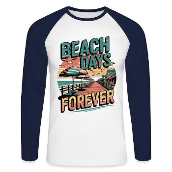Journées à la plage pour toujours - Coastal Living Retro - T-shirt baseball manches longues Homme - blanc/marine - Devant - Nik (191cm)