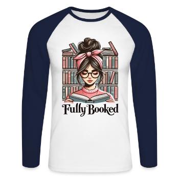 Bookworm Girl Book Lover Funny Book - Unisex Long Sleeve Baseball T-Shirt - white/navy - Front - Nik (191cm)