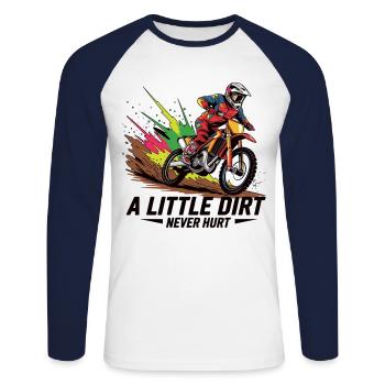 A Little Dirt Never Hurt - Motocross Freedom - Unisex Long Sleeve Baseball T-Shirt - white/navy - Front - Nik (191cm)