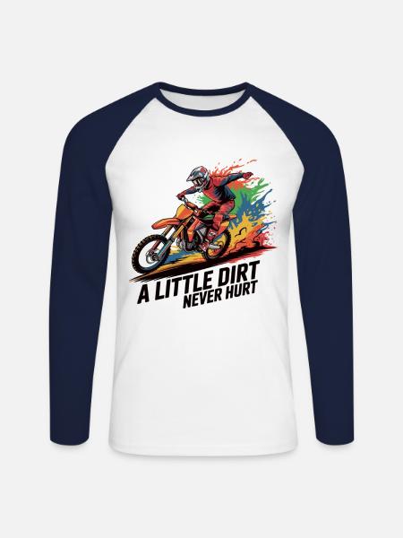 Motocross: Dirty passion - Unisex Long Sleeve Baseball T-Shirt - white/navy
