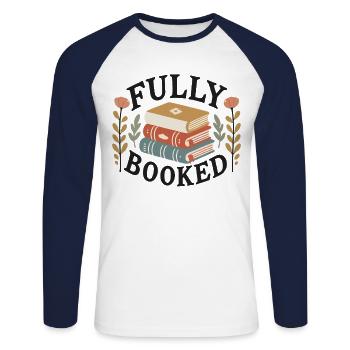 Florales Cottagecore Buch Design für Bibliophile - Unisex Baseballshirt langarm - Weiß/Navy - Vorne - Nik (191cm)