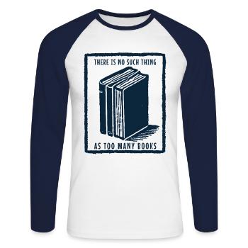 Retro book statement for book fan - Unisex Long Sleeve Baseball T-Shirt - white/navy - Front - Nik (191cm)