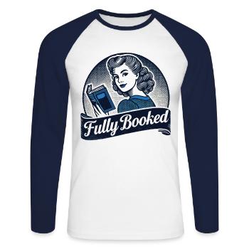 Retro Book Girl Design for Book Lovers and - Unisex Long Sleeve Baseball T-Shirt - white/navy - Front - Nik (191cm)