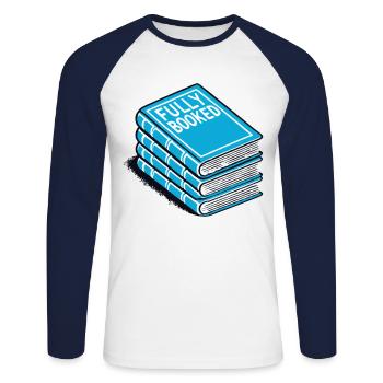 Bookworm Book Lover Funnier - Unisex Long Sleeve Baseball T-Shirt - white/navy - Front - Nik (191cm)