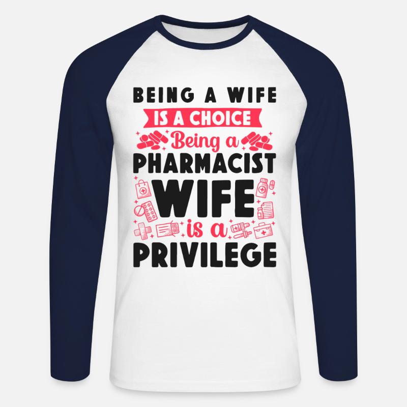 Pharmacy Tech Technician - Unisex Baseballshirt langarm - Weiß/Navy