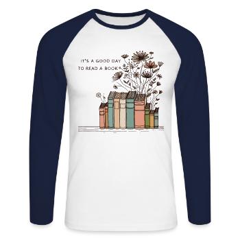 Bookworm Bookworm Book Lover Funny Book - Unisex Long Sleeve Baseball T-Shirt - white/navy - Front - Nik (191cm)