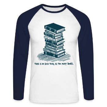 Retro buch buch design für bibliophile Begeisterte - Unisex Baseballshirt langarm - Weiß/Navy - Vorne - Nik (191cm)