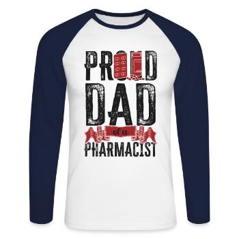 Pharmacy Tech Technician - Unisex Long Sleeve Baseball T-Shirt - white/navy - Front - Nik (191cm)